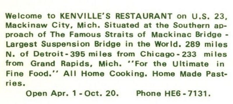 Kenvilles Restaurant - Vintage Postcard (newer photo)